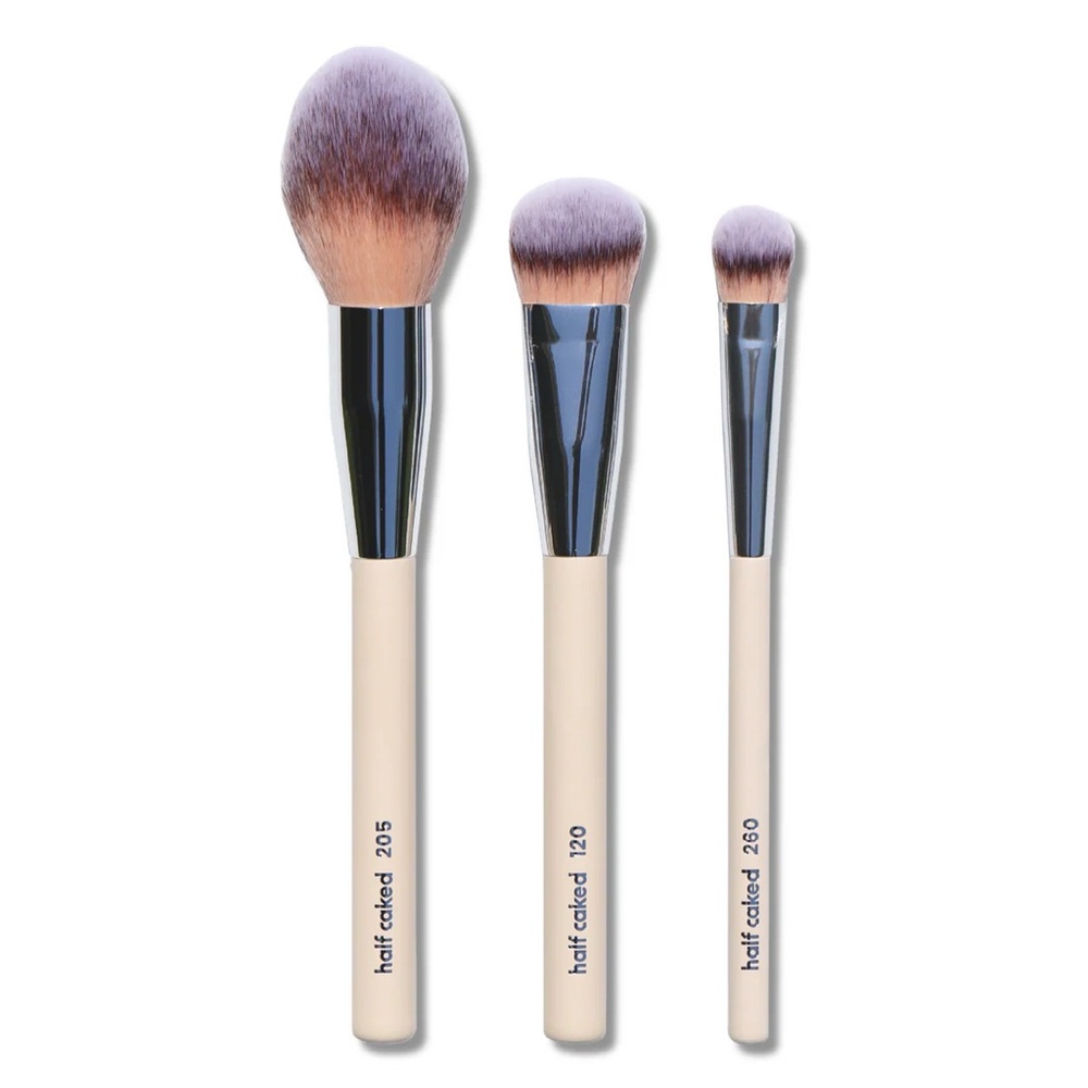 🆕NIB Half Caked Essentials Makeup Brush 3 Piece Set Sealed New